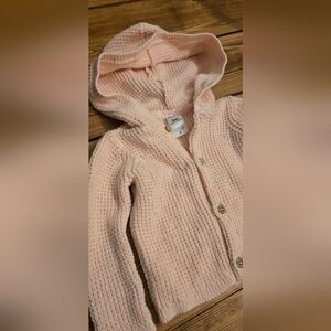 Carter's Pink Knit Baby Girl Cardigan Hoodie 6-9 Months